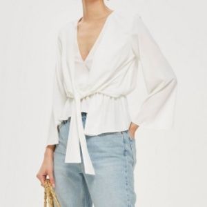 TOPSHOP Asymmetric Tie Blouse